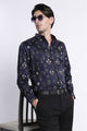 Floral Digital Print Shirt Navy Green