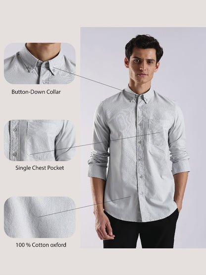 Cotton Oxford Solid Shirt Off White