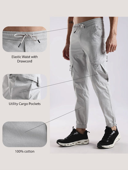 Slim Fit Cargo Pants Off White