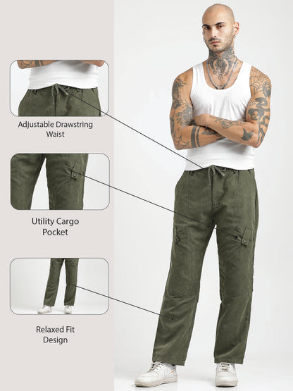 Velvet Cargo Trousers Green