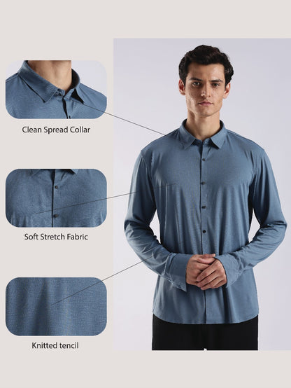 Knitted Tencel Stichless Finish Shirt Denim