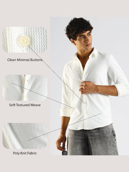 Signature White Textured Knit Shirt