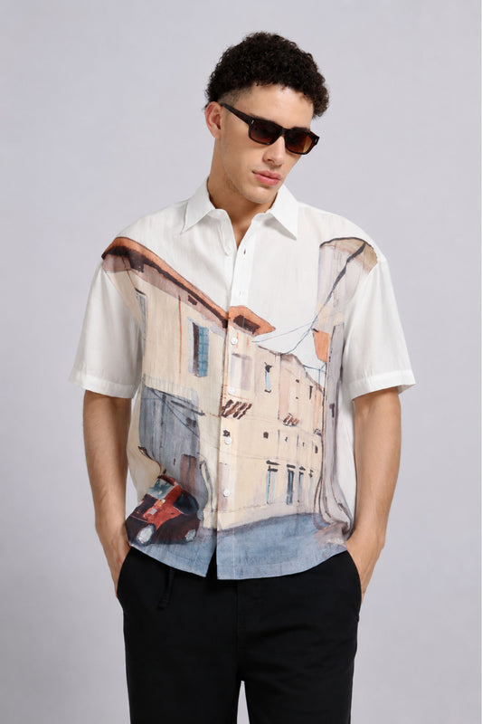 "Red Car" Oversized Print Shirt