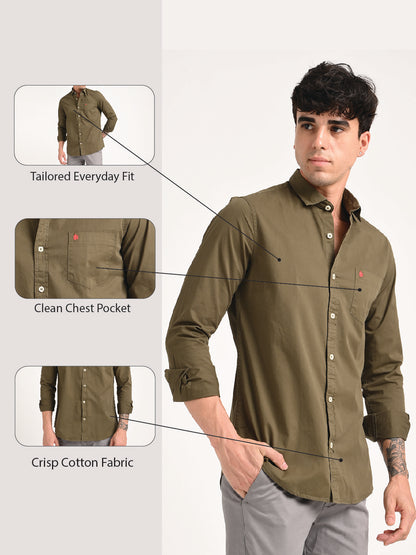 Khaki Cotton Shirt for Men