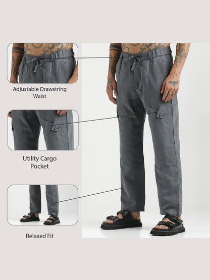 Velvet Cargo Trousers Grey