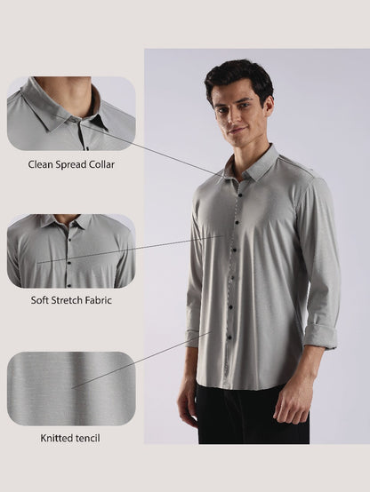 Knitted Tencel Stichless Finish Shirt Lt Grey