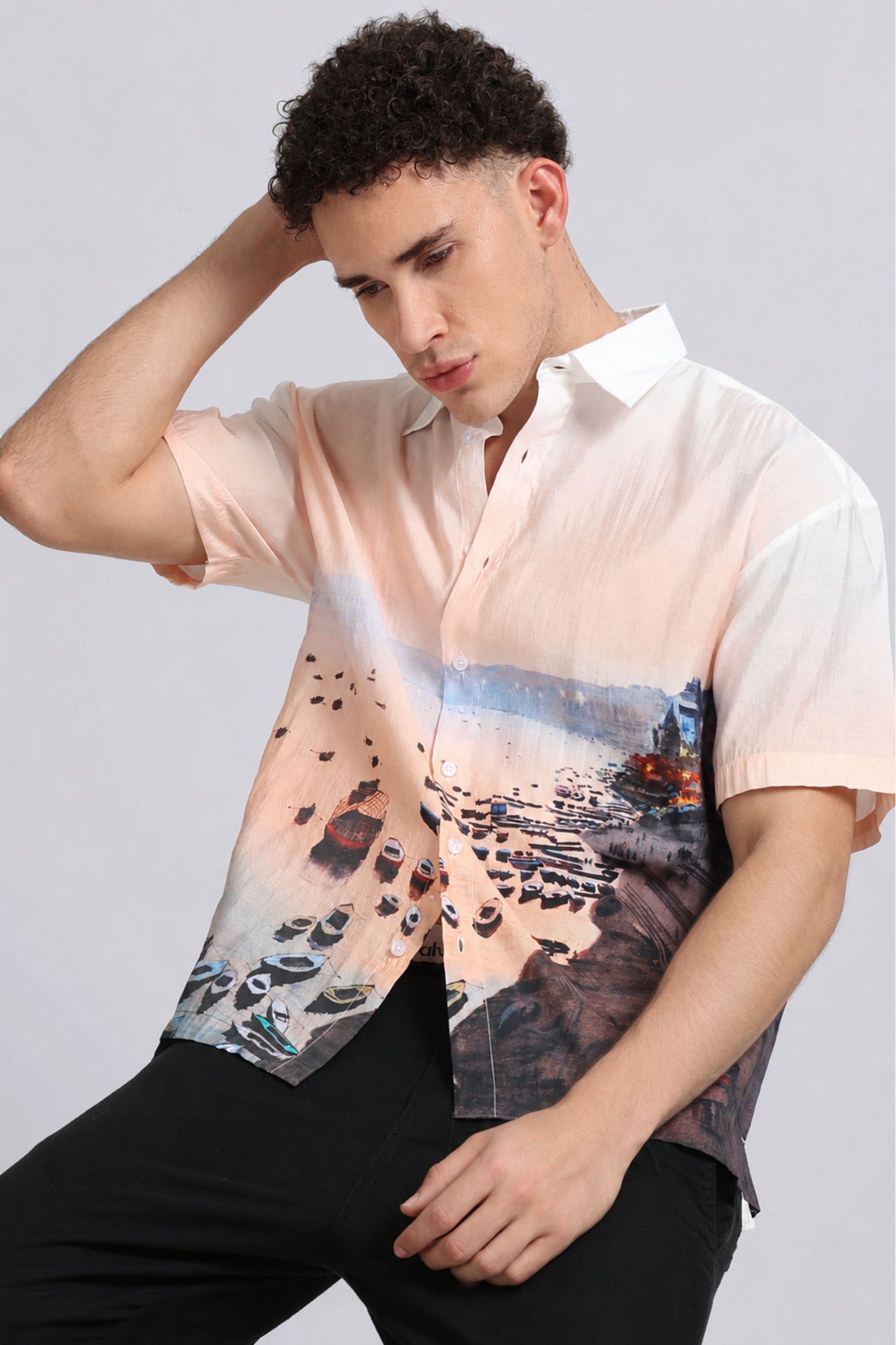 "Twilight Varanasi" Oversized Print Shirt