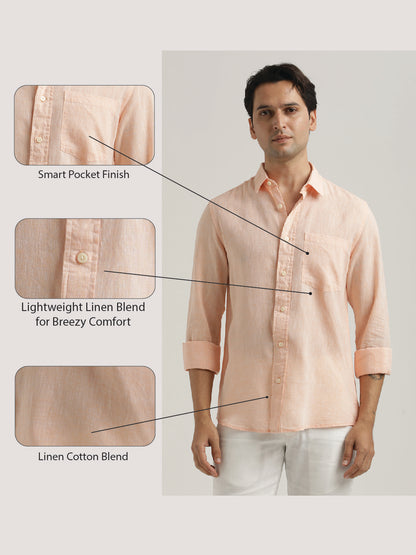 Linen-Cotton Blend Shirt Orange
