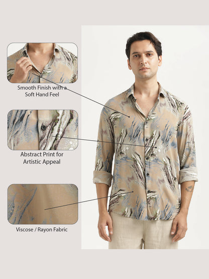 Printed Viscose Shirt Grey