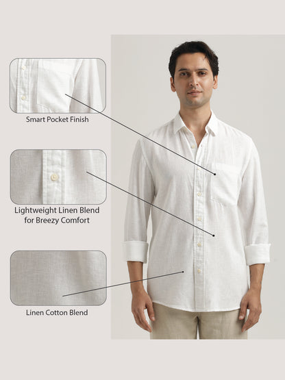 Linen-Cotton Blend Shirt White