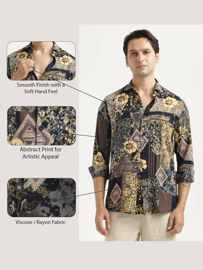 Printed Viscose Shirt Yellow