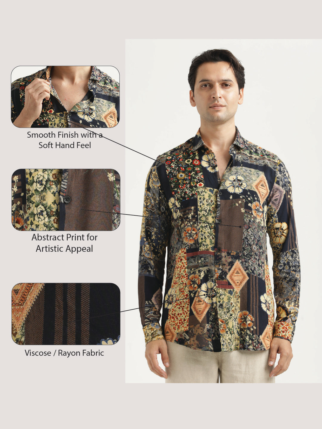 Printed Viscose Shirt Lt Cream