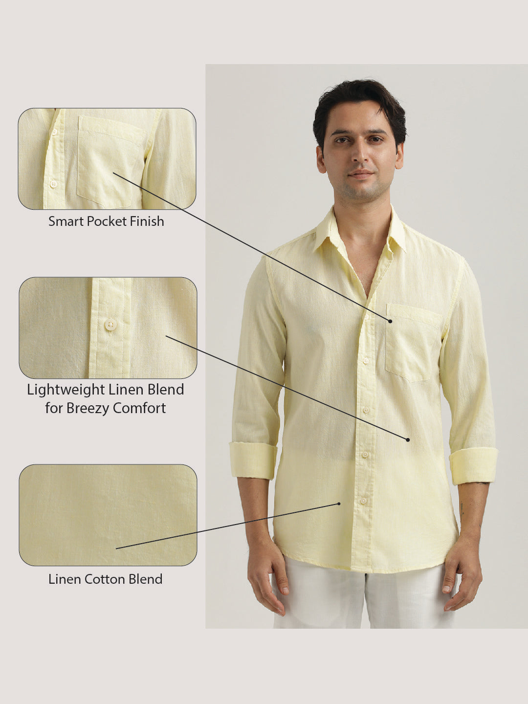 Linen-Cotton Blend Shirt Yellow