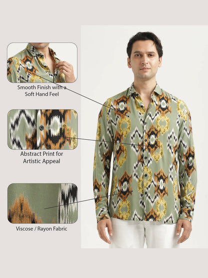 Printed Viscose Shirt Parrot Green