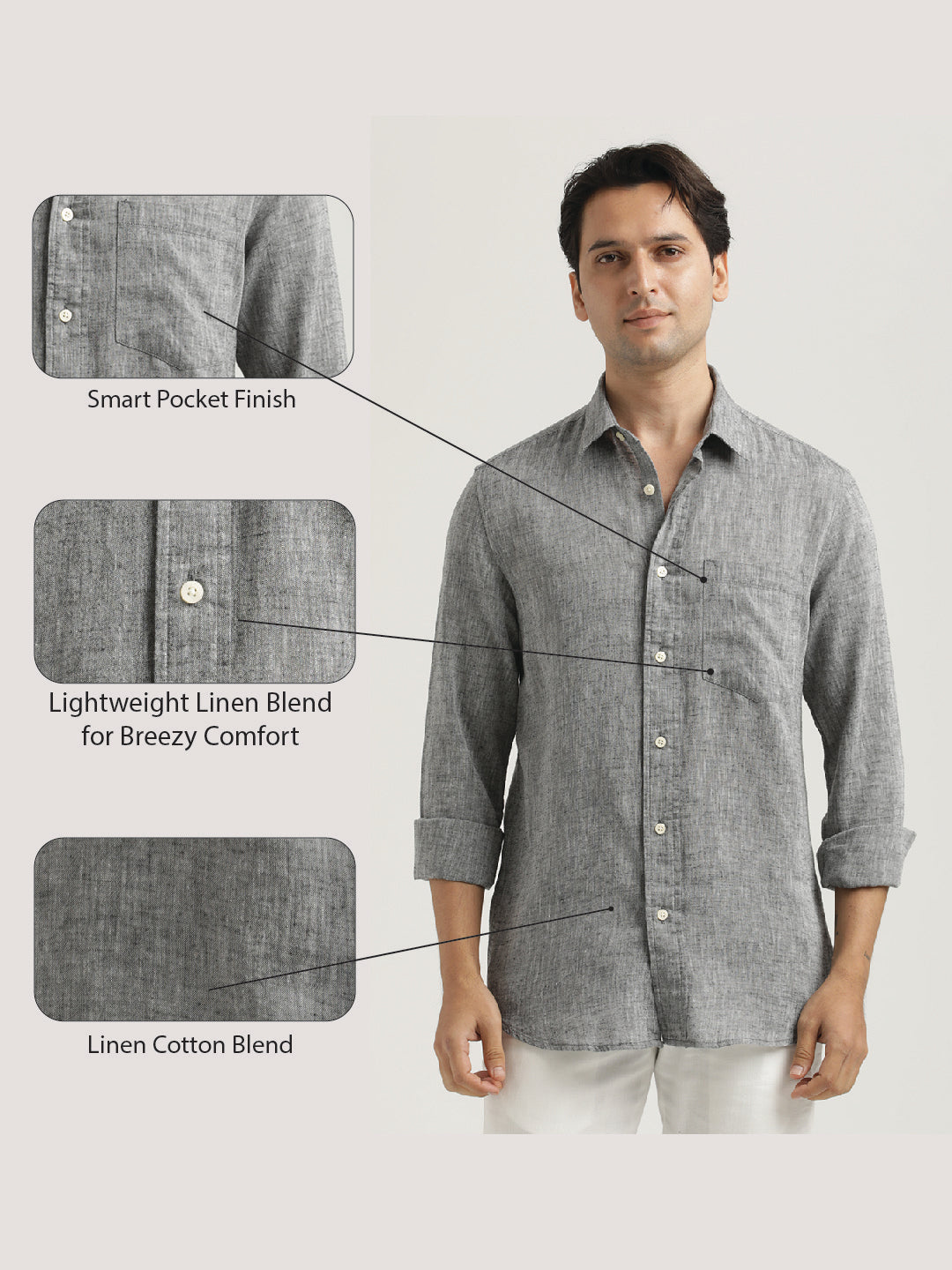 Linen-Cotton Blend Shirt Black