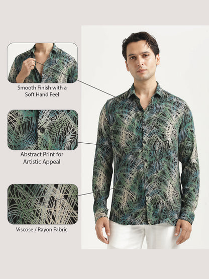 Printed Viscose Shirt Green