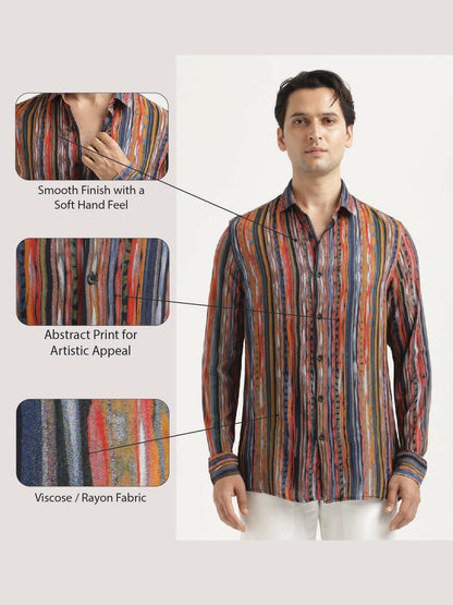 Printed Viscose Shirt Red