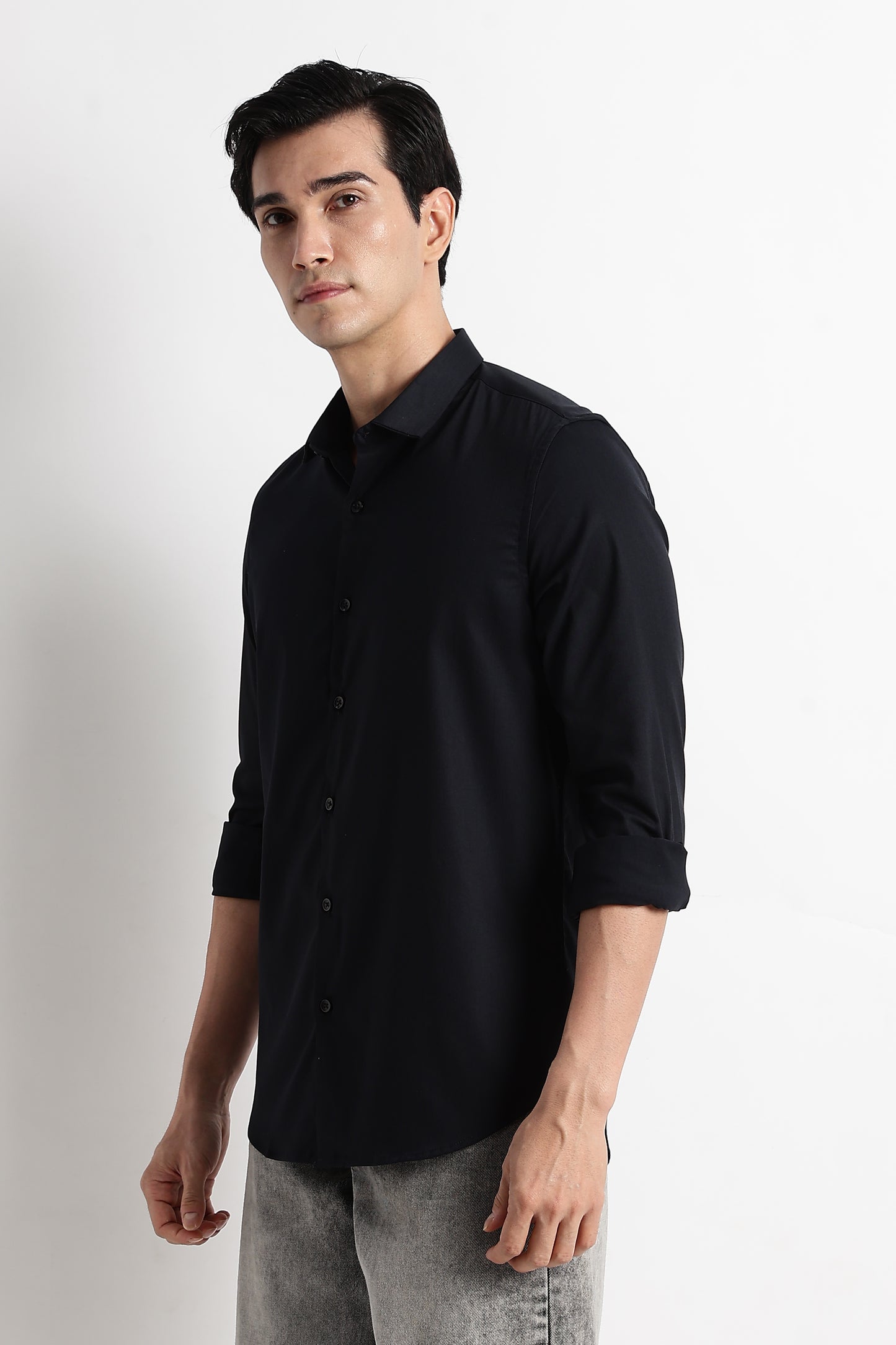 The Modern Essential Poly-Lycra Shirt Slate Black