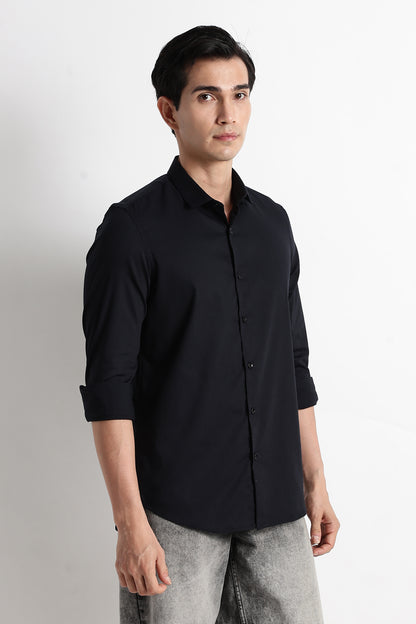 The Modern Essential Poly-Lycra Shirt Slate Black