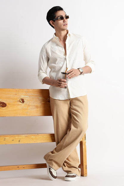 Floral Embroidered Shirt Off White