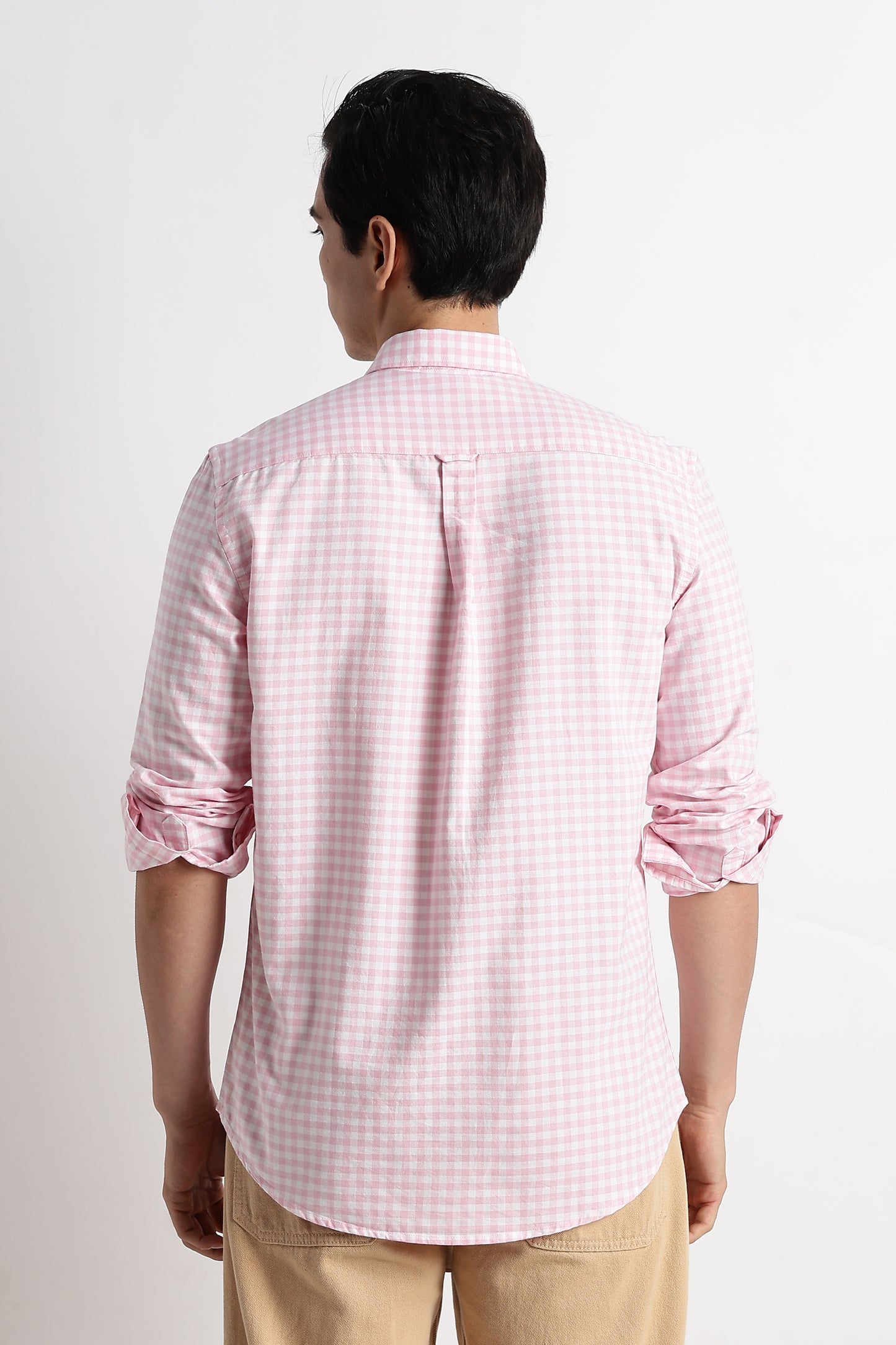 Classic Oxford Check Shirt for Men Pink