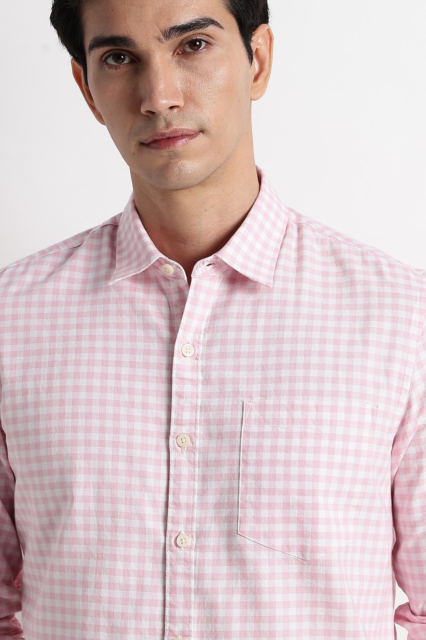 Classic Oxford Check Shirt for Men Pink