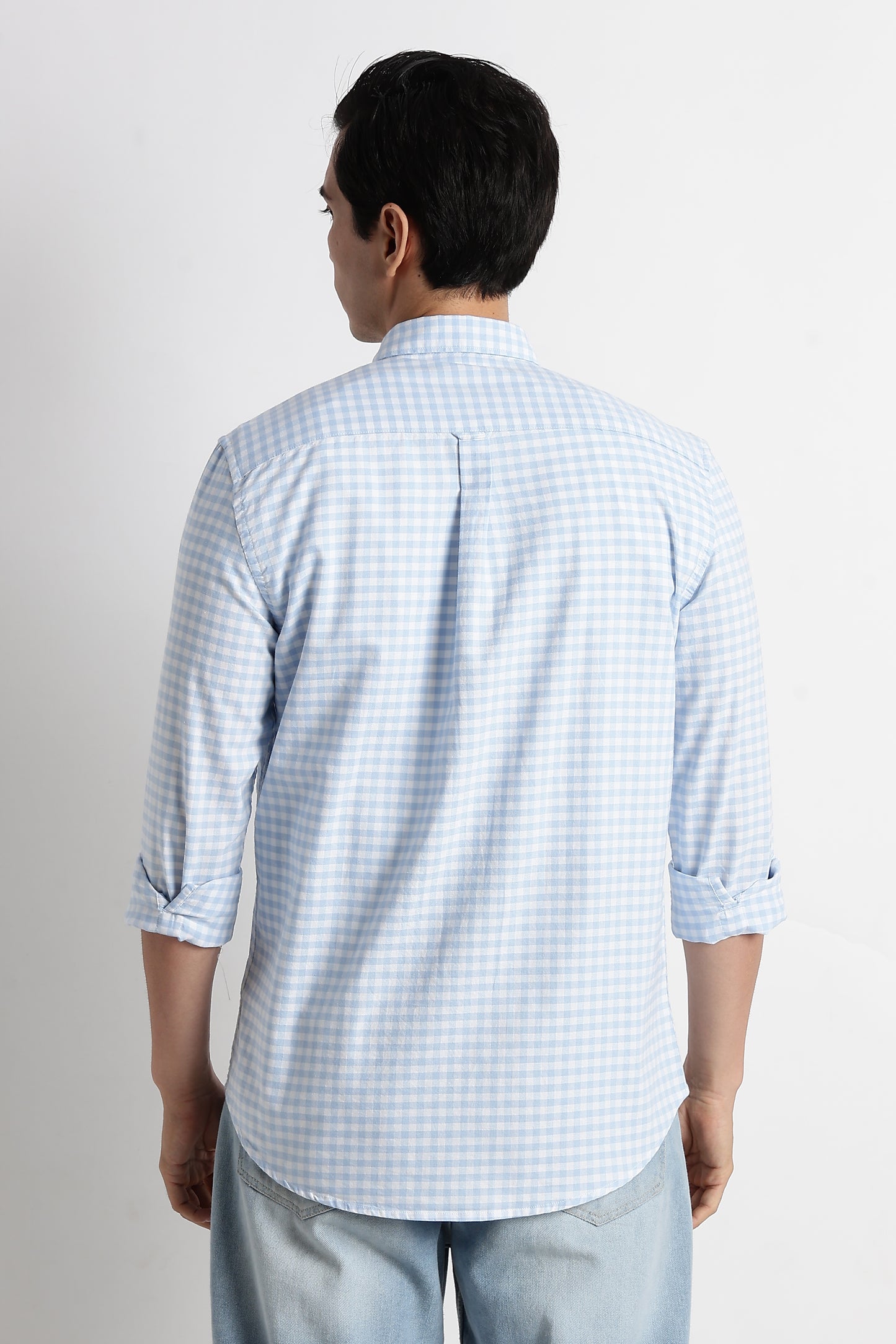Classic Oxford Check Shirt for Men Blue