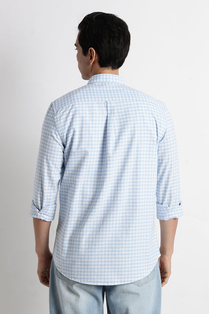 Classic Oxford Check Shirt for Men Blue