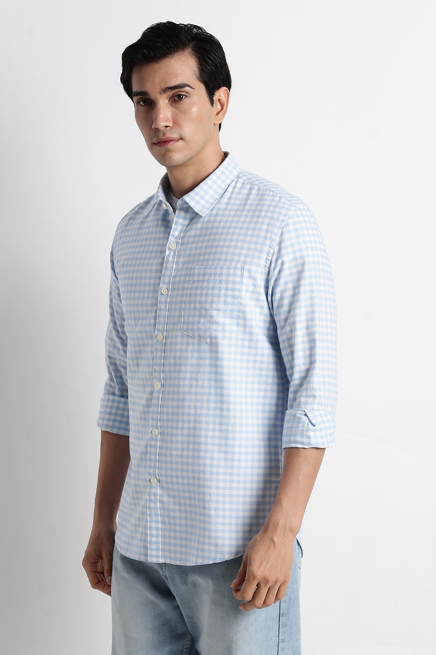 Classic Oxford Check Shirt for Men Blue