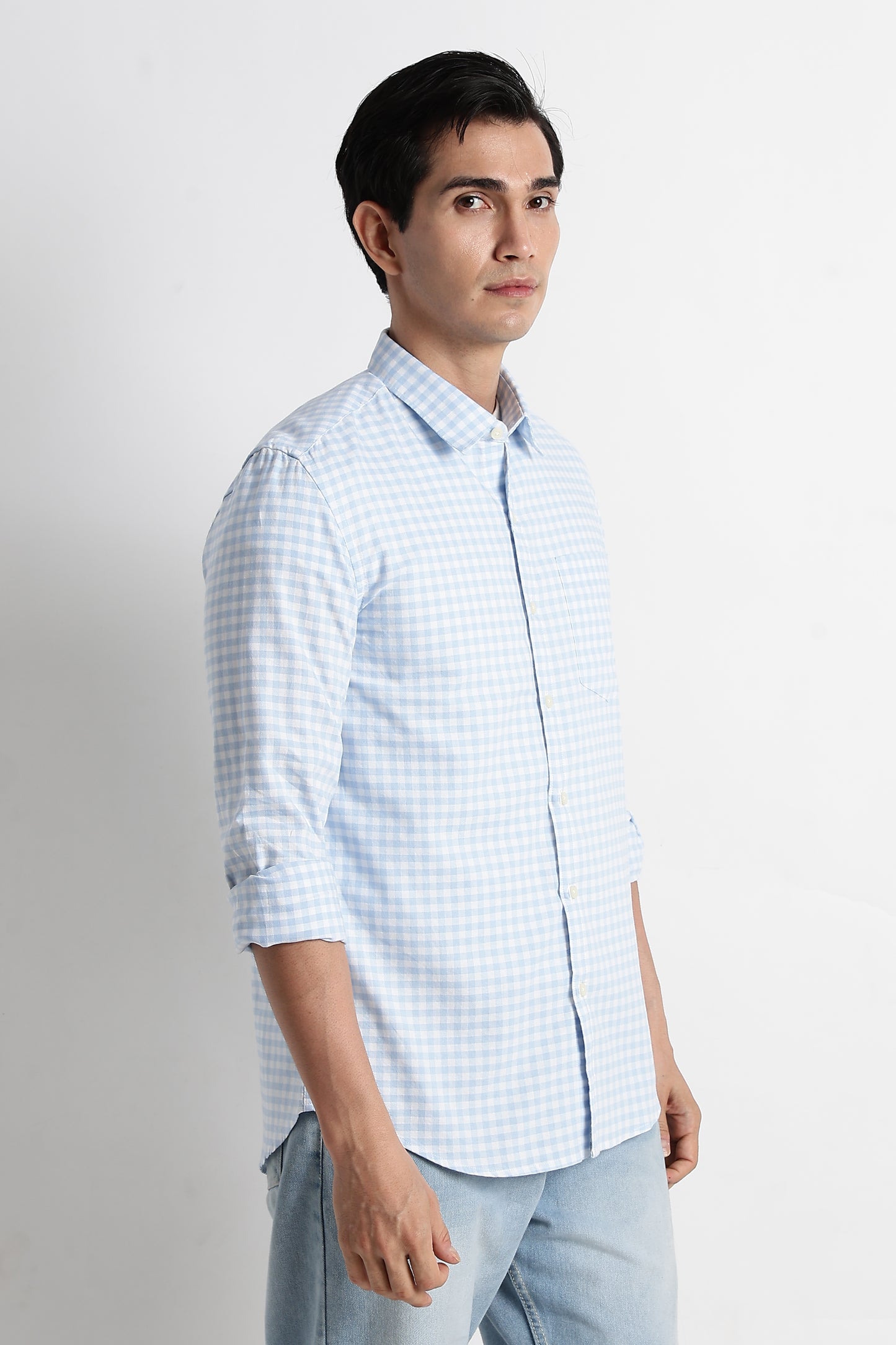 Classic Oxford Check Shirt for Men Blue