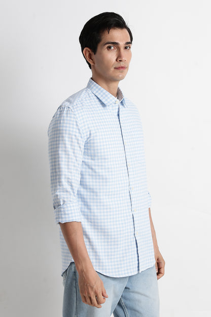 Classic Oxford Check Shirt for Men Blue
