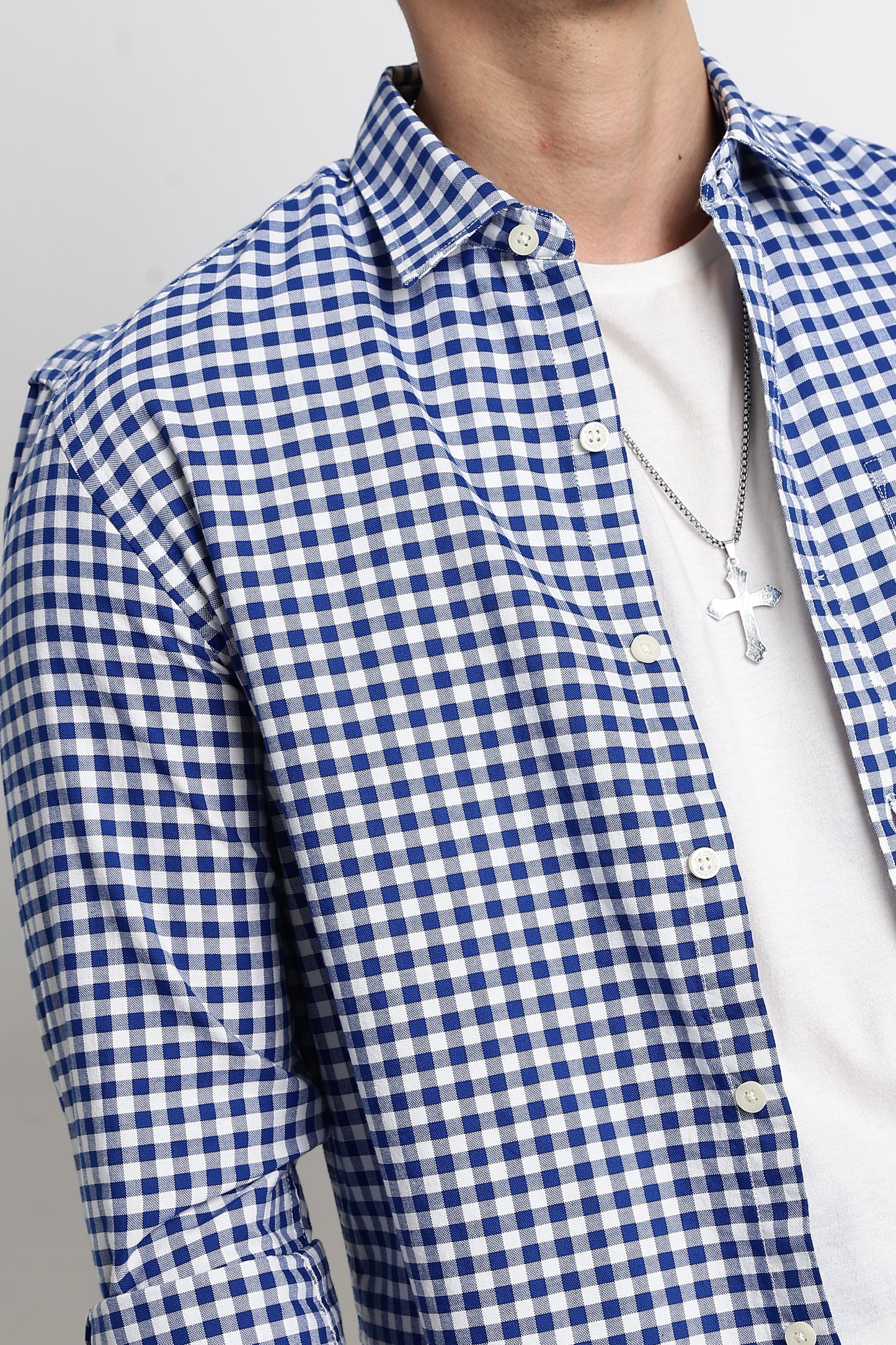 Classic Oxford Check Shirt for Men Royal Blue