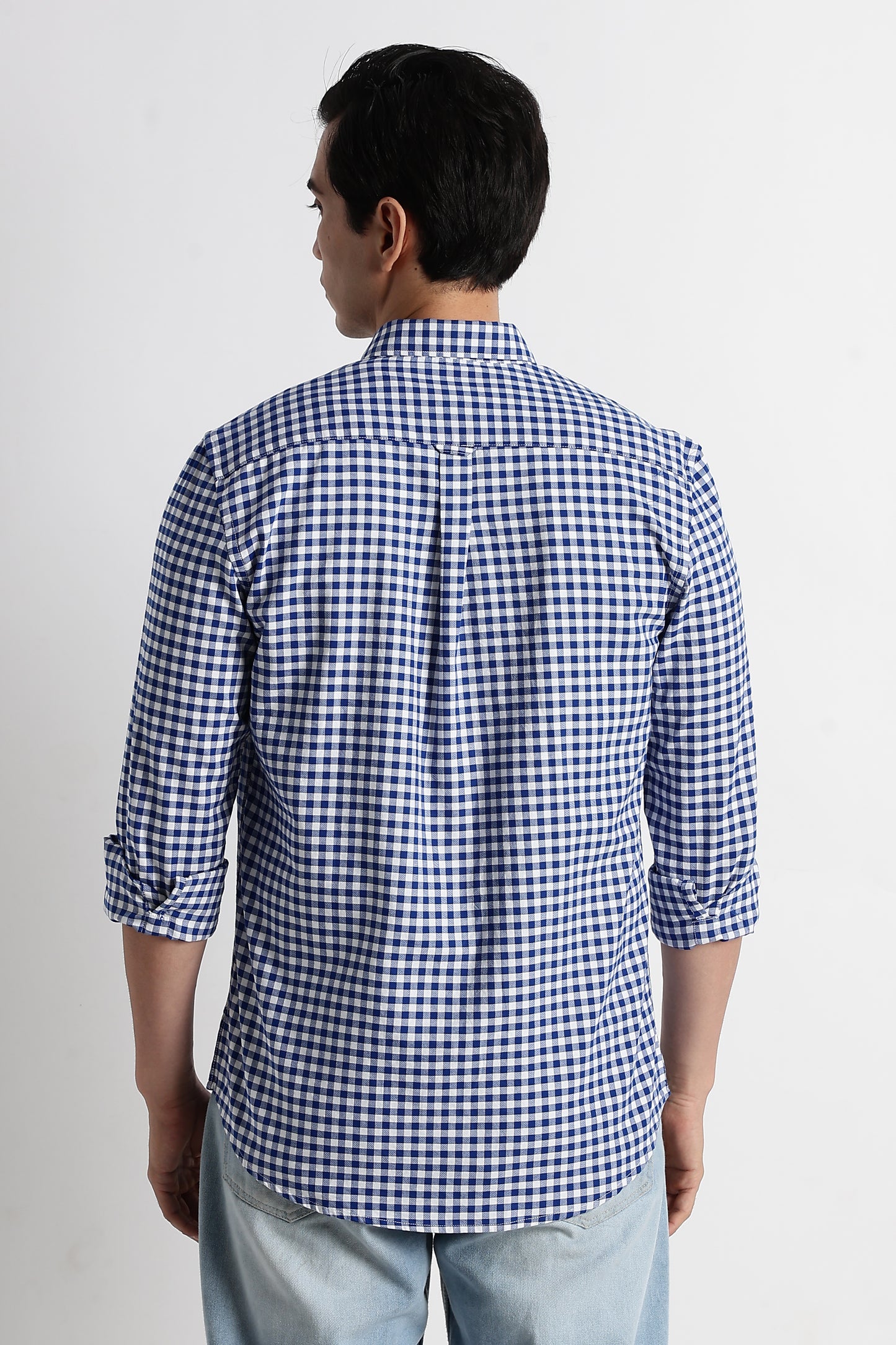 Classic Oxford Check Shirt for Men Royal Blue