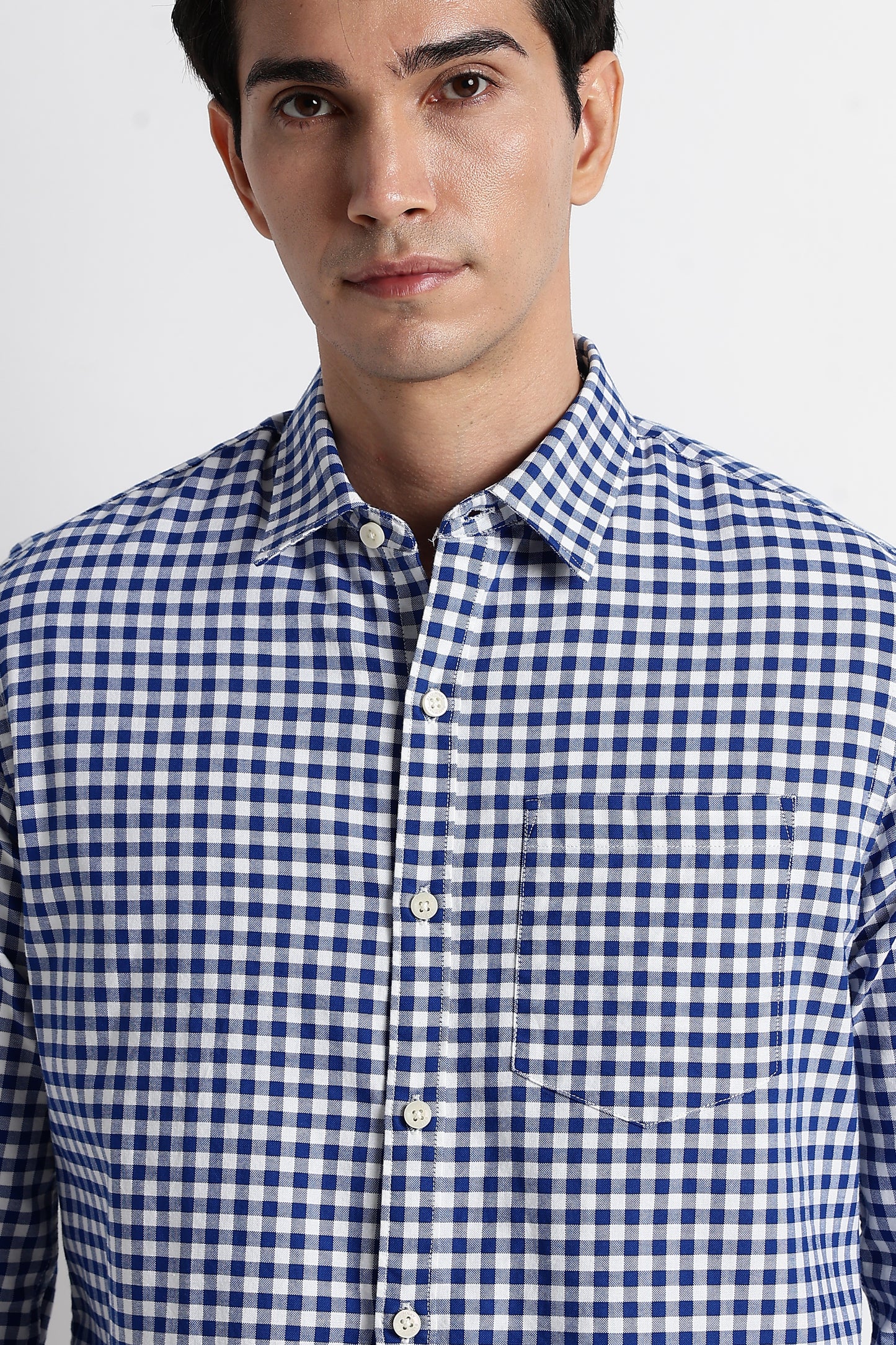 Classic Oxford Check Shirt for Men Royal Blue