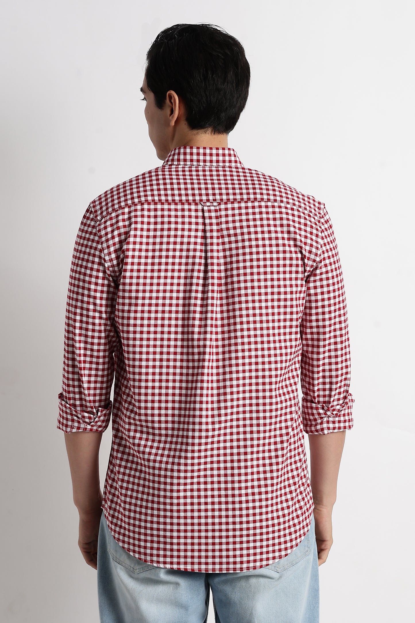 Classic Oxford Check Shirt for Men Red