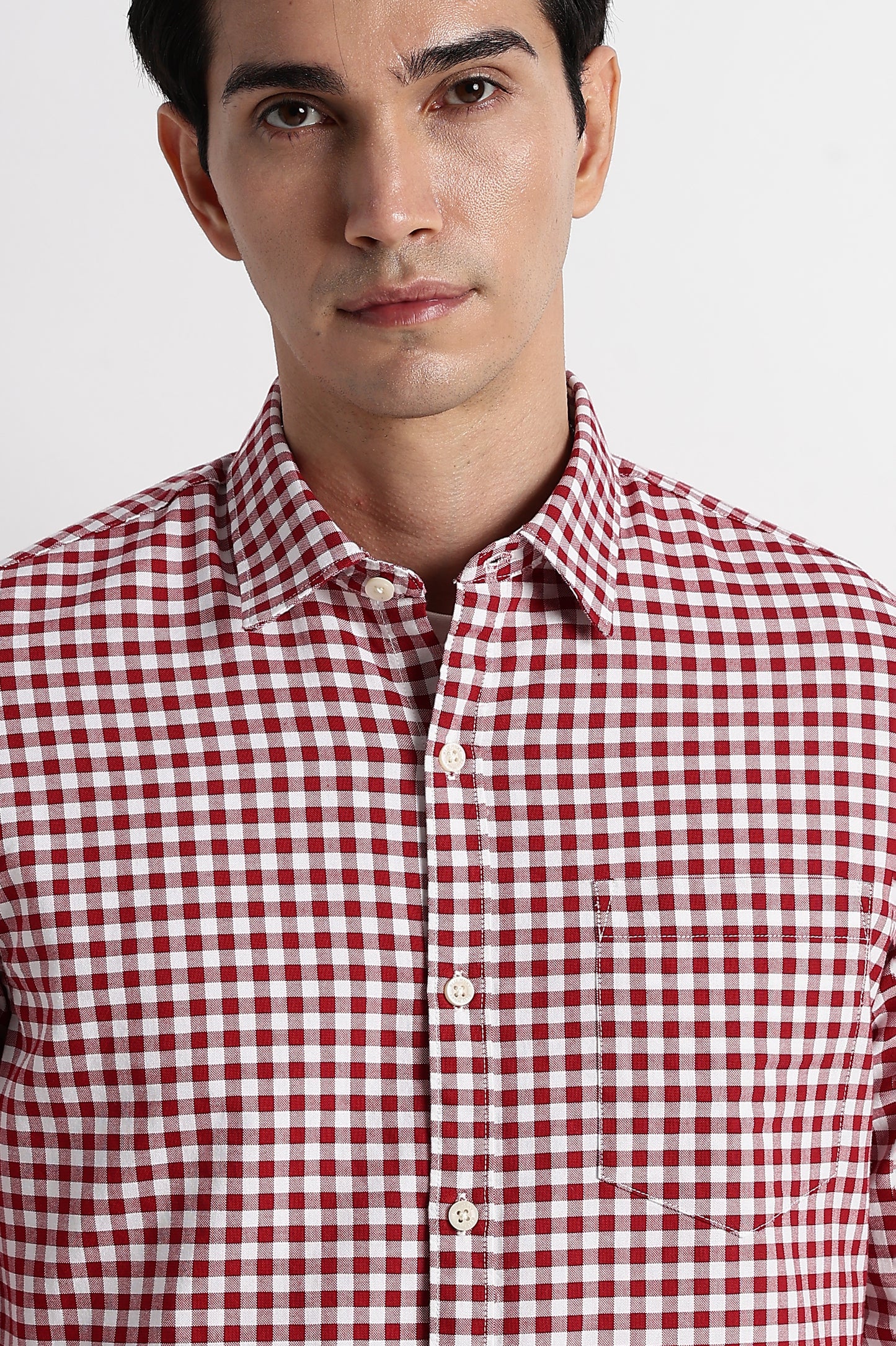 Classic Oxford Check Shirt for Men Red