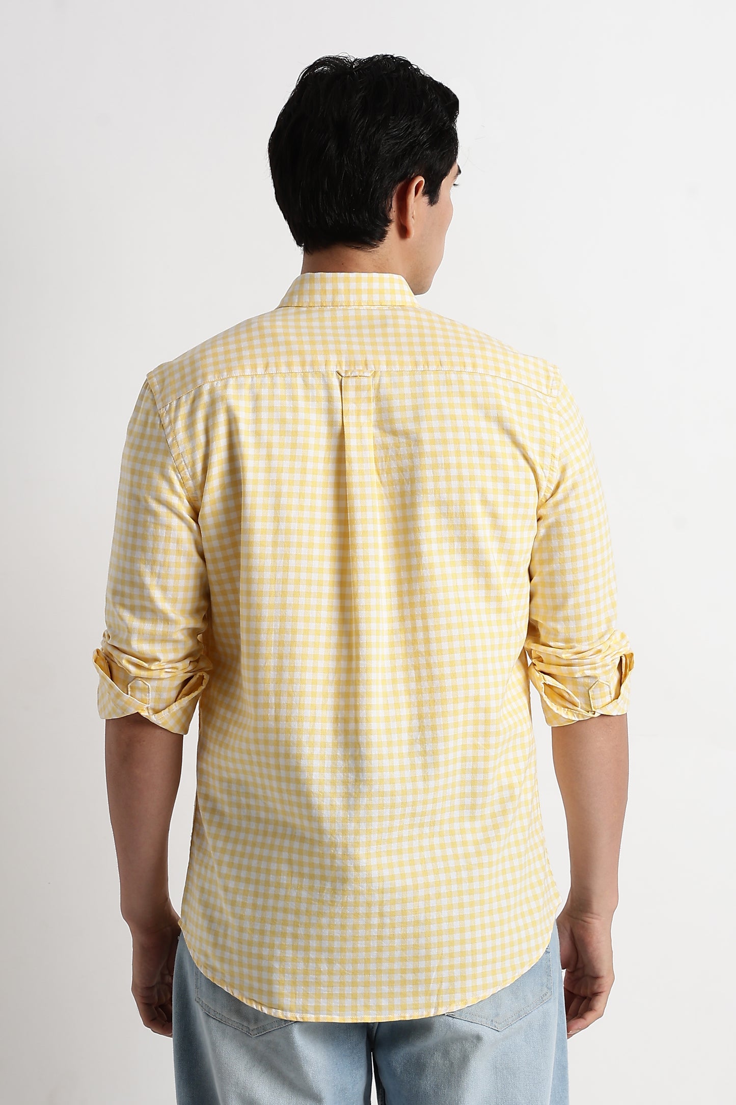 Classic Oxford Check Shirt for Men Yellow