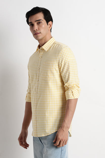 Classic Oxford Check Shirt for Men Yellow