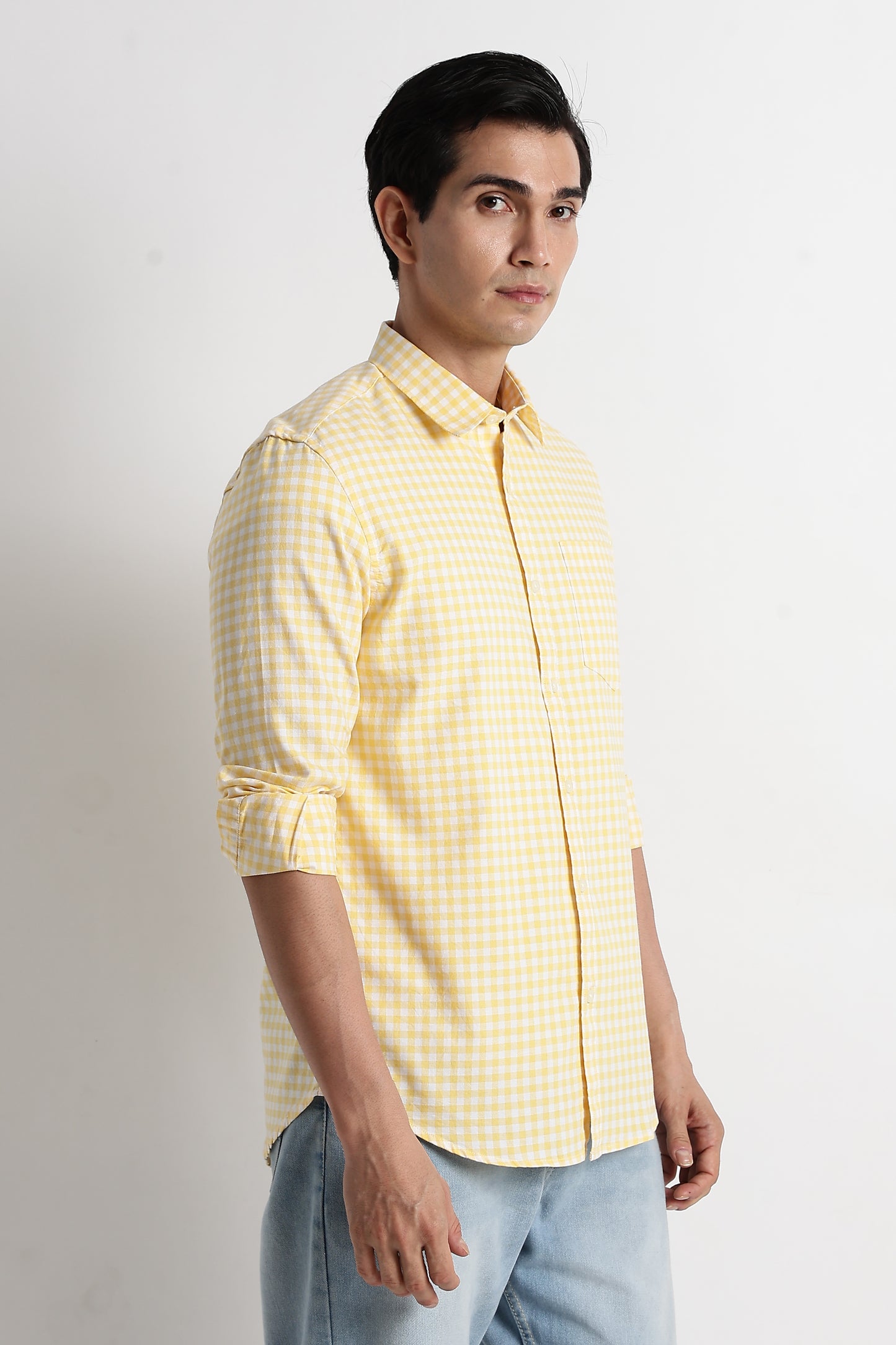 Classic Oxford Check Shirt for Men Yellow