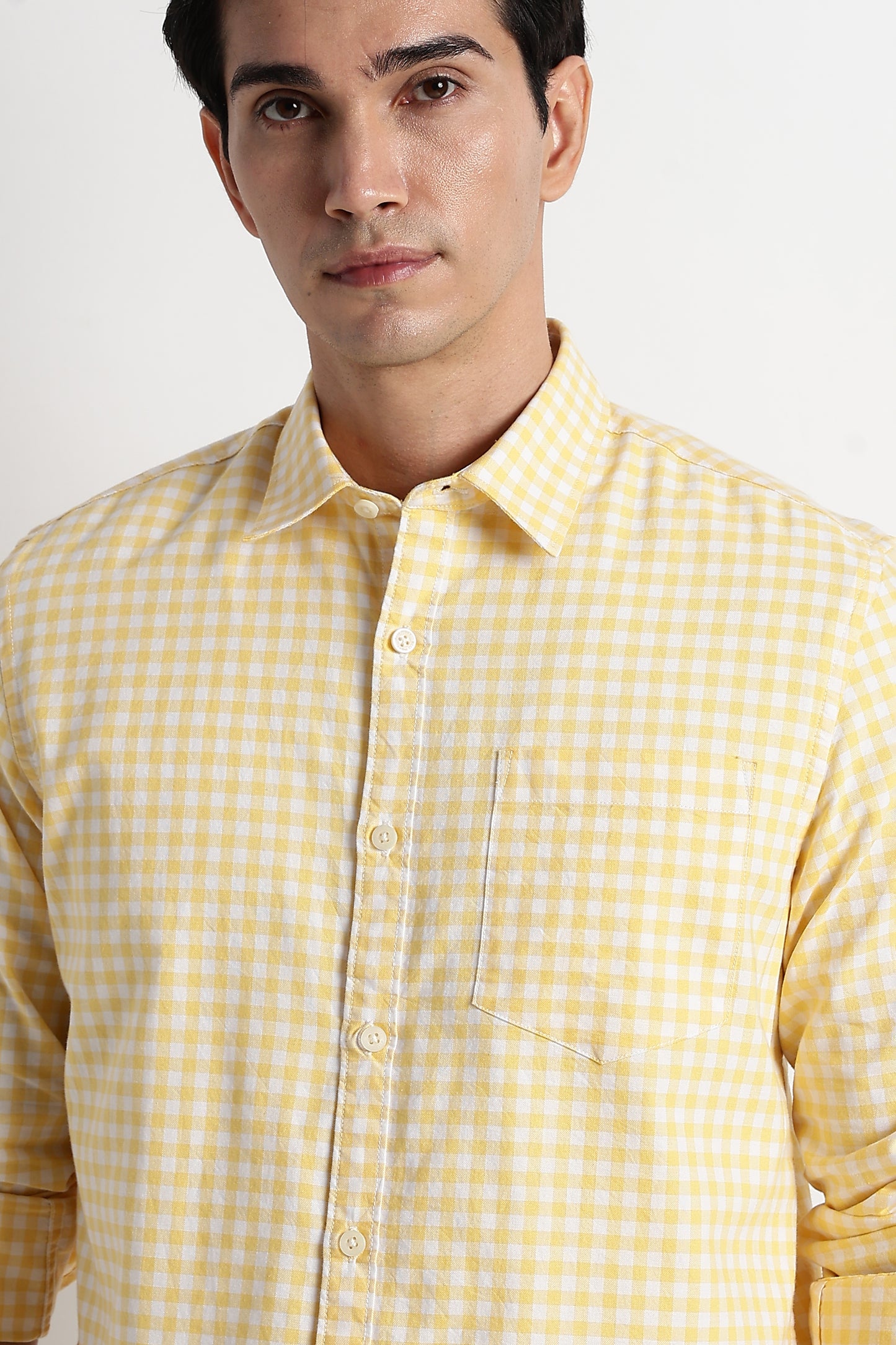 Classic Oxford Check Shirt for Men Yellow