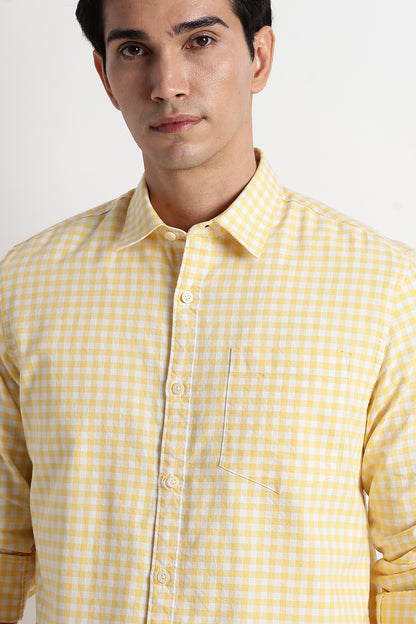 Classic Oxford Check Shirt for Men Yellow