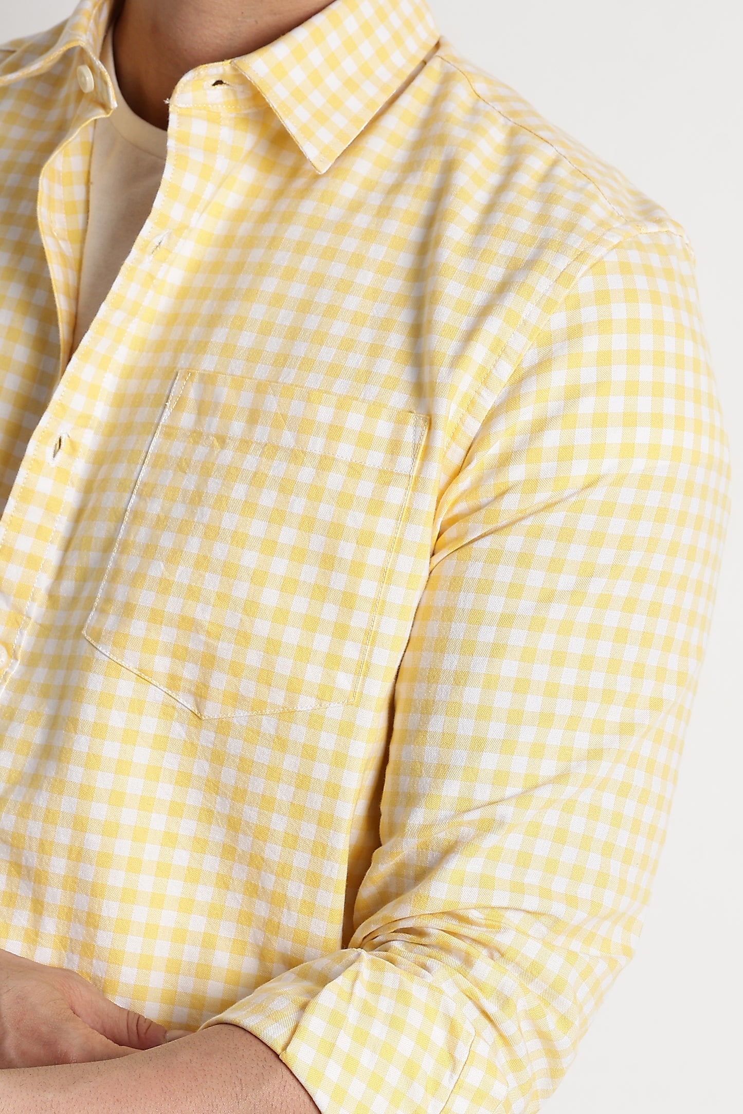 Classic Oxford Check Shirt for Men Yellow