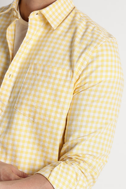 Classic Oxford Check Shirt for Men Yellow