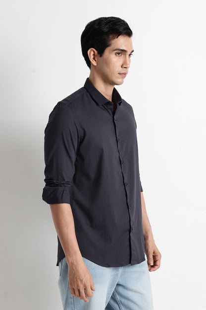 The Modern Essential Poly-Lycra Shirt Dk Grey