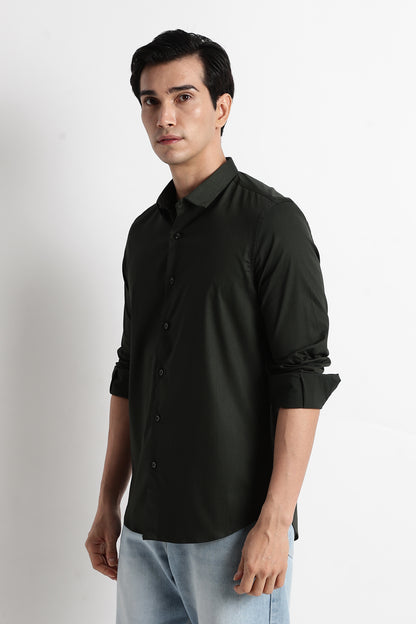 The Modern Essential Poly-Lycra Shirt Olive