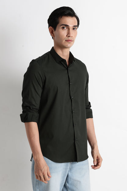 The Modern Essential Poly-Lycra Shirt Olive