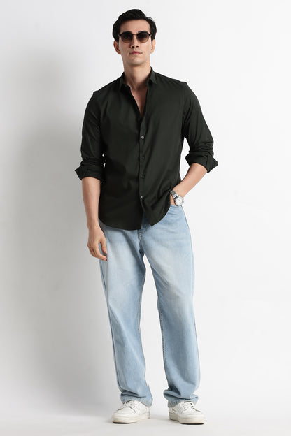 The Modern Essential Poly-Lycra Shirt Olive