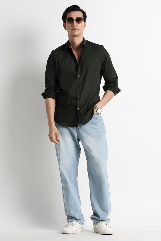 The Modern Essential Poly-Lycra Shirt Olive