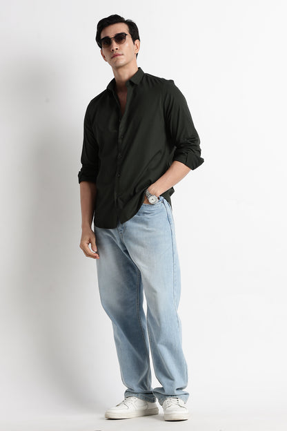 The Modern Essential Poly-Lycra Shirt Olive