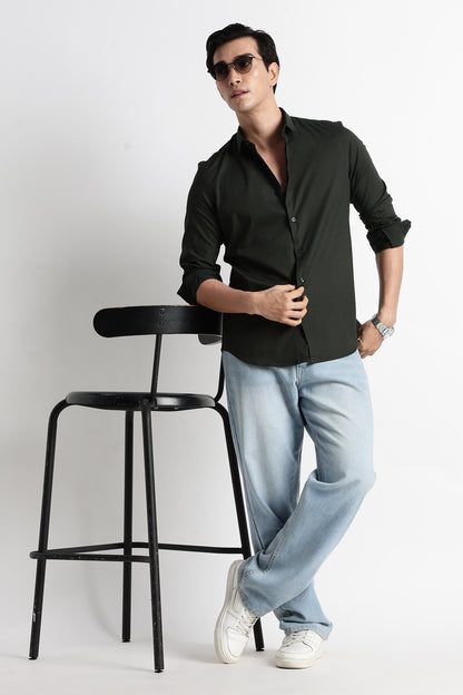 The Modern Essential Poly-Lycra Shirt Olive